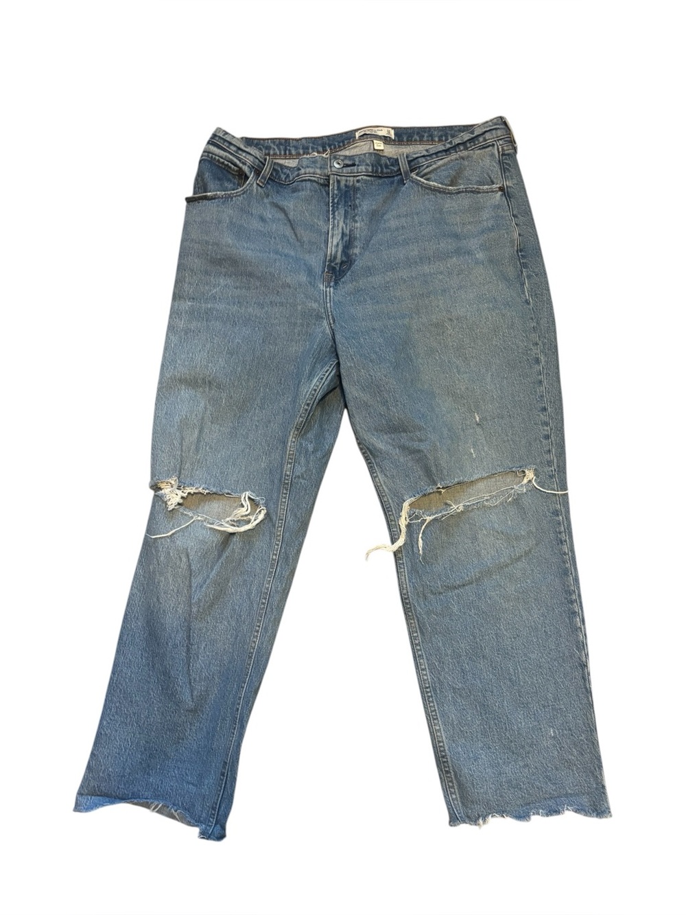 Abercrombie & Fitch The 90s Straight Ultra High Rise Mid Wash Distressed 18S